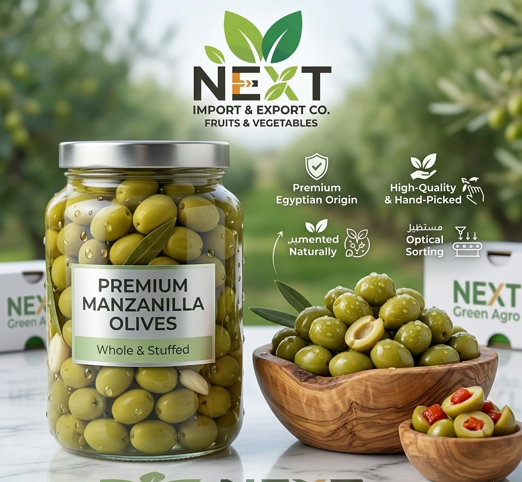 Premium Egyptian Manzanilla Olives – Global Quality & Perfect Texture